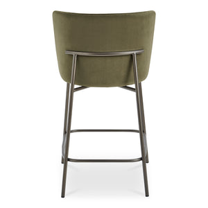 Moe's Home Early Elegant Bar Stool With Performance Fabric Upholstery And Slim Blackened Bronze Metal Frame Green Upholstery, 100% Polyester,Metal Frame Ym-1013-27