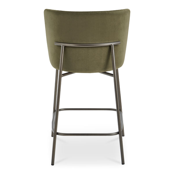 Moe's Home Early Elegant Bar Stool With Performance Fabric Upholstery And Slim Blackened Bronze Metal Frame Green Upholstery, 100% Polyester,Metal Frame Ym-1013-27