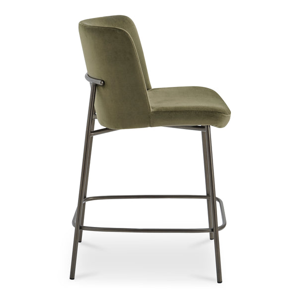 Moe's Home Early Elegant Bar Stool With Performance Fabric Upholstery And Slim Blackened Bronze Metal Frame Green Upholstery, 100% Polyester,Metal Frame Ym-1013-27
