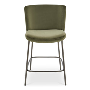 Moe's Home Early Elegant Bar Stool With Performance Fabric Upholstery And Slim Blackened Bronze Metal Frame Green Upholstery, 100% Polyester,Metal Frame Ym-1013-27