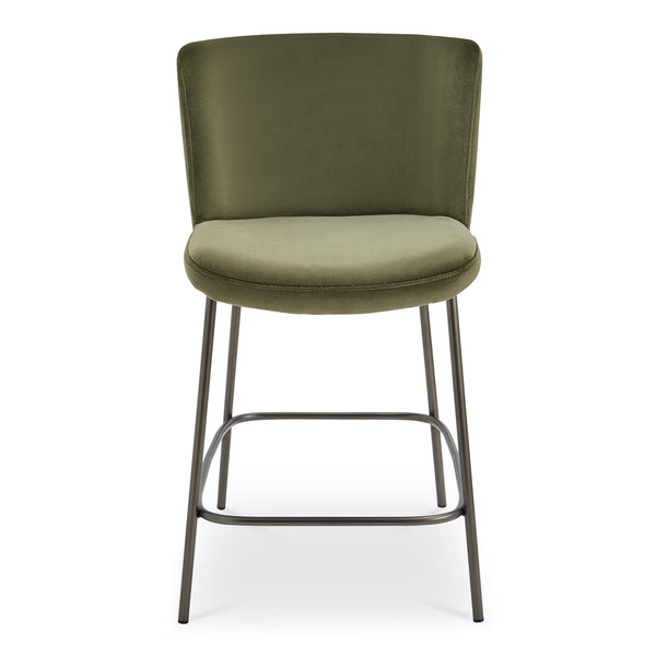 Moe's Home Early Elegant Bar Stool With Performance Fabric Upholstery And Slim Blackened Bronze Metal Frame Green Upholstery, 100% Polyester,Metal Frame Ym-1013-27