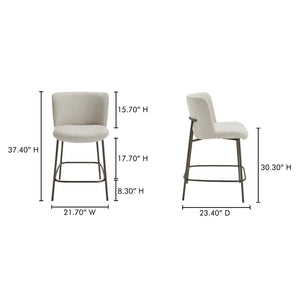 Moe's Home Early Elegant Bar Stool With Performance Fabric Upholstery And Slim Blackened Bronze Metal Frame Beige Upholstery, 100% Polyester,Metal Frame Ym-1013-34