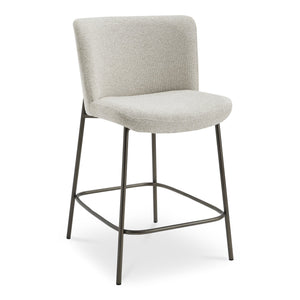 Moe's Home Early Elegant Bar Stool With Performance Fabric Upholstery And Slim Blackened Bronze Metal Frame Beige Upholstery, 100% Polyester,Metal Frame Ym-1013-34