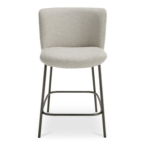 Moe's Home Early Elegant Bar Stool With Performance Fabric Upholstery And Slim Blackened Bronze Metal Frame Beige Upholstery, 100% Polyester,Metal Frame Ym-1013-34