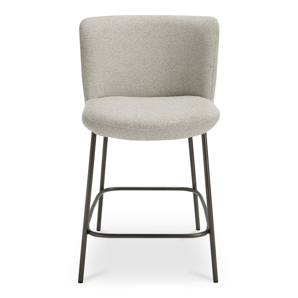 Moe's Home Early Elegant Bar Stool With Performance Fabric Upholstery And Slim Blackened Bronze Metal Frame Beige Upholstery, 100% Polyester,Metal Frame Ym-1013-34
