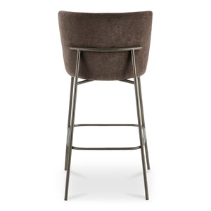 Moe's Home Early Elegant Bar Stool With Performance Fabric Upholstery And Slim Blackened Bronze Metal Frame Brown Upholstery, 100% Polyester,Metal Frame Ym-1014-20