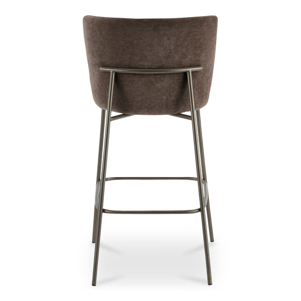 Moe's Home Early Elegant Bar Stool With Performance Fabric Upholstery And Slim Blackened Bronze Metal Frame Brown Upholstery, 100% Polyester,Metal Frame Ym-1014-20