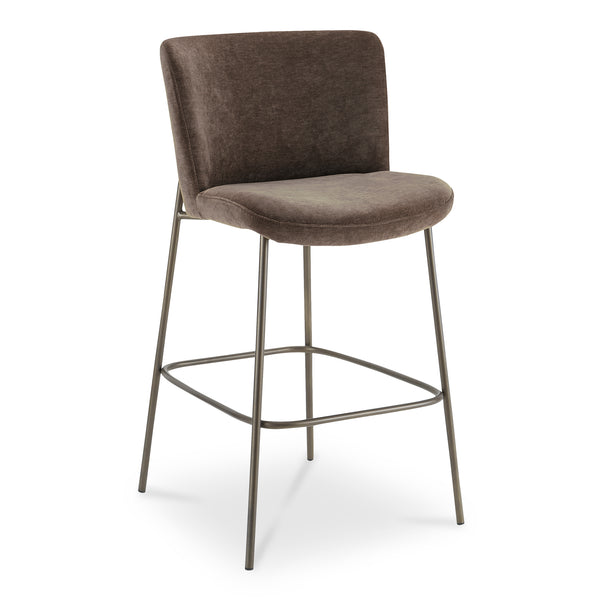 Moe's Home Early Elegant Bar Stool With Performance Fabric Upholstery And Slim Blackened Bronze Metal Frame Brown Upholstery, 100% Polyester,Metal Frame Ym-1014-20