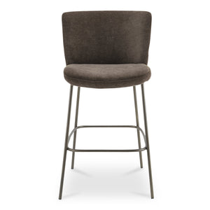 Moe's Home Early Elegant Bar Stool With Performance Fabric Upholstery And Slim Blackened Bronze Metal Frame Brown Upholstery, 100% Polyester,Metal Frame Ym-1014-20