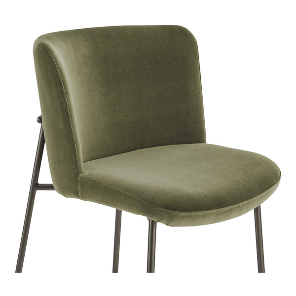 Moe's Home Early Elegant Bar Stool With Performance Fabric Upholstery And Slim Blackened Bronze Metal Frame Green Upholstery, 100% Polyester,Metal Frame Ym-1014-27