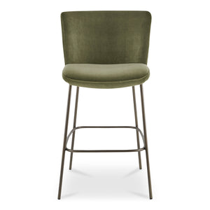 Moe's Home Early Elegant Bar Stool With Performance Fabric Upholstery And Slim Blackened Bronze Metal Frame Green Upholstery, 100% Polyester,Metal Frame Ym-1014-27