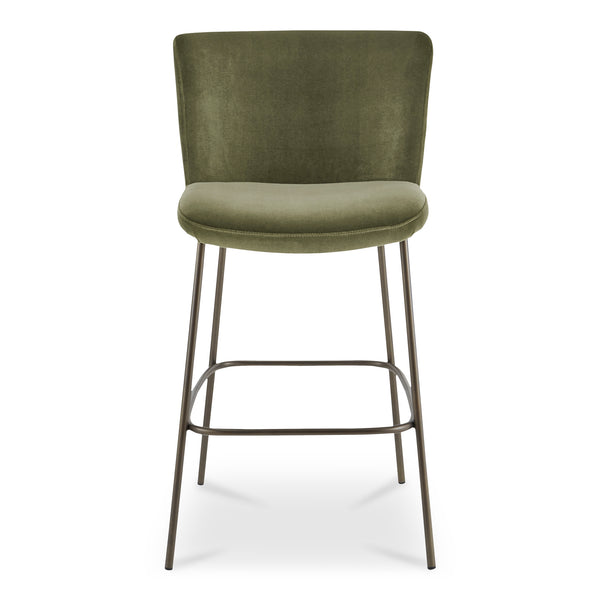 Moe's Home Early Elegant Bar Stool With Performance Fabric Upholstery And Slim Blackened Bronze Metal Frame Green Upholstery, 100% Polyester,Metal Frame Ym-1014-27