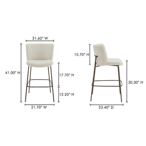 Moe's Home Early Elegant Bar Stool With Performance Fabric Upholstery And Slim Blackened Bronze Metal Frame Beige Upholstery, 100% Polyester,Metal Frame Ym-1014-34