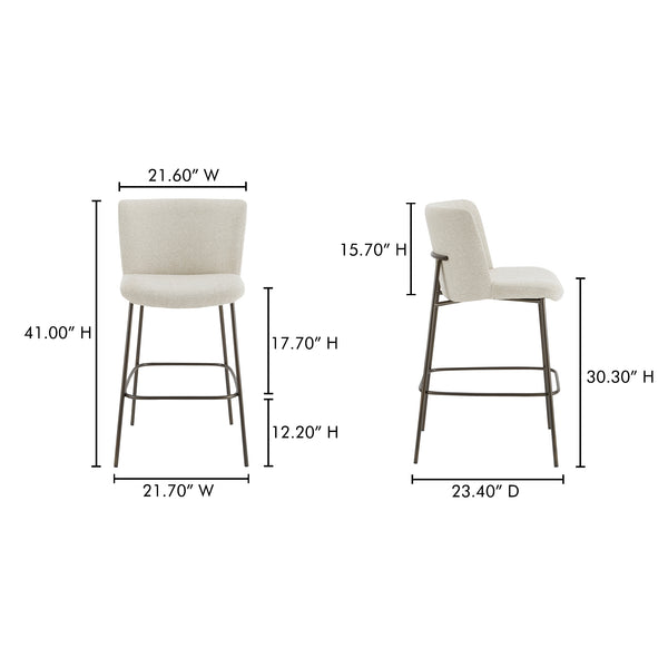 Moe's Home Early Elegant Bar Stool With Performance Fabric Upholstery And Slim Blackened Bronze Metal Frame Beige Upholstery, 100% Polyester,Metal Frame Ym-1014-34