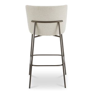 Moe's Home Early Elegant Bar Stool With Performance Fabric Upholstery And Slim Blackened Bronze Metal Frame Beige Upholstery, 100% Polyester,Metal Frame Ym-1014-34