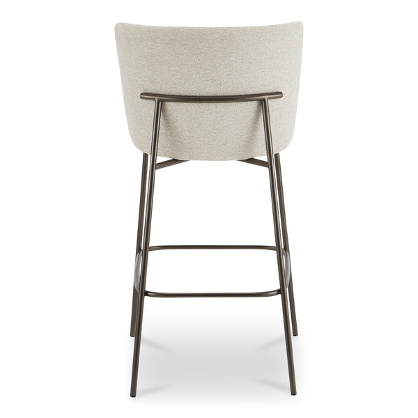 Moe's Home Early Elegant Bar Stool With Performance Fabric Upholstery And Slim Blackened Bronze Metal Frame Beige Upholstery, 100% Polyester,Metal Frame Ym-1014-34