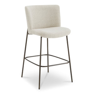 Moe's Home Early Elegant Bar Stool With Performance Fabric Upholstery And Slim Blackened Bronze Metal Frame Beige Upholstery, 100% Polyester,Metal Frame Ym-1014-34