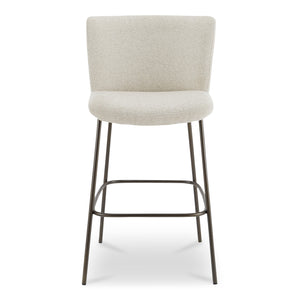 Moe's Home Early Elegant Bar Stool With Performance Fabric Upholstery And Slim Blackened Bronze Metal Frame Beige Upholstery, 100% Polyester,Metal Frame Ym-1014-34