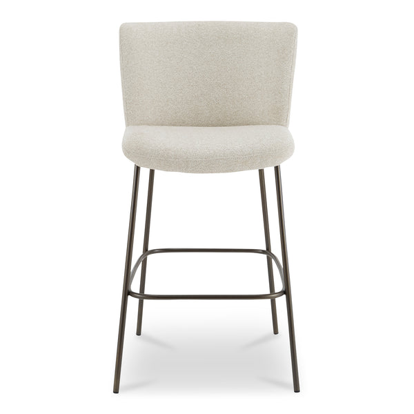 Moe's Home Early Elegant Bar Stool With Performance Fabric Upholstery And Slim Blackened Bronze Metal Frame Beige Upholstery, 100% Polyester,Metal Frame Ym-1014-34