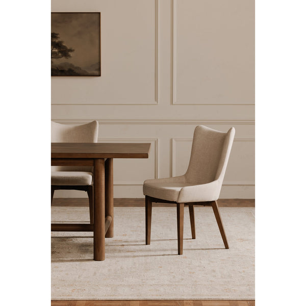 Moe's Home Potter Dining Chair - Elegant High Back With Supportive Padded Seat And Durable Performance Fabric Beige Upholstery, 100% Polyester,Metal Frame Ym-1015-34