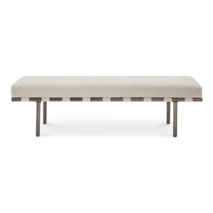 Moe's Home Carson Dining Bench – Stylish Performance Fabric & Durable Metal Frame Perfect For Dining Or Living Rooms Beige Upholstery, 100% Polyester,Metal Frame Ym-1016-34