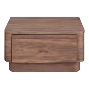 Moe's Home Round Off Nightstand - Stylish Walnut Design With Soft Corners & Seamless Drawer For Bedroom Aesthetics Brown Walnut Veneer,Mdf Yr-1001-03
