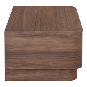 Moe's Home Round Off Nightstand - Stylish Walnut Design With Soft Corners & Seamless Drawer For Bedroom Aesthetics Brown Walnut Veneer,Mdf Yr-1001-03