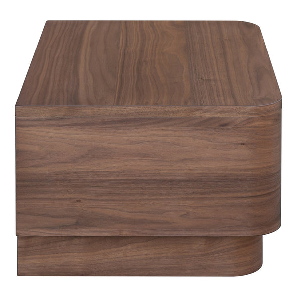 Moe's Home Round Off Nightstand - Stylish Walnut Design With Soft Corners & Seamless Drawer For Bedroom Aesthetics Brown Walnut Veneer,Mdf Yr-1001-03
