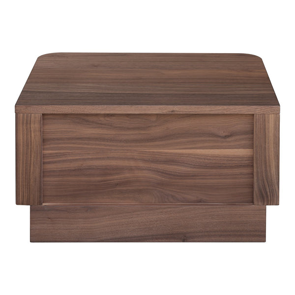 Moe's Home Round Off Nightstand - Stylish Walnut Design With Soft Corners & Seamless Drawer For Bedroom Aesthetics Brown Walnut Veneer,Mdf Yr-1001-03