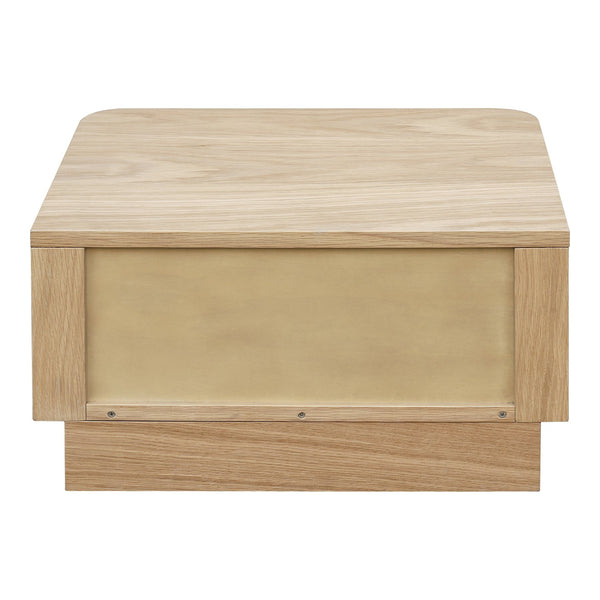 Moe's Home Round Off Nightstand - Stylish Walnut Design With Soft Corners & Seamless Drawer For Bedroom Aesthetics Natural Walnut And Oak Veneer,Mdf Yr-1001-21