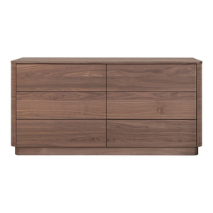 Moe's Home Round Off Dresser - Elegant Walnut Storage Solution With Soft-close Drawers For Bedroom Serenity Brown Walnut Veneer,Mdf Yr-1003-03
