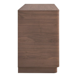 Moe's Home Round Off Dresser - Elegant Walnut Storage Solution With Soft-close Drawers For Bedroom Serenity Brown Walnut Veneer,Mdf Yr-1003-03