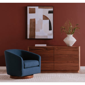 Moe's Home Round Off Dresser - Elegant Walnut Storage Solution With Soft-close Drawers For Bedroom Serenity Brown Walnut Veneer,Mdf Yr-1003-03