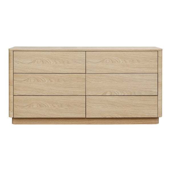 Moe's Home Round Off Dresser - Elegant Walnut Storage Solution With Soft-close Drawers For Bedroom Serenity Brown Walnut And Oak Veneer,Mdf Yr-1003-21