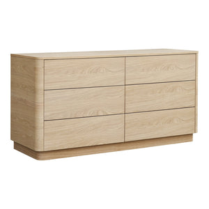 Moe's Home Round Off Dresser - Elegant Walnut Storage Solution With Soft-close Drawers For Bedroom Serenity Brown Walnut And Oak Veneer,Mdf Yr-1003-21