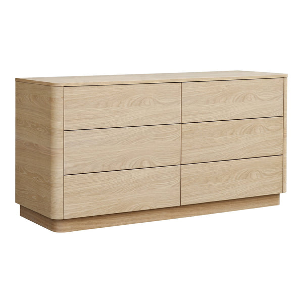 Moe's Home Round Off Dresser - Elegant Walnut Storage Solution With Soft-close Drawers For Bedroom Serenity Brown Walnut And Oak Veneer,Mdf Yr-1003-21