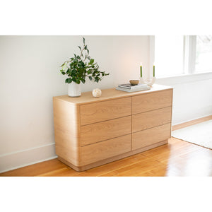 Moe's Home Round Off Dresser - Elegant Walnut Storage Solution With Soft-close Drawers For Bedroom Serenity Brown Walnut And Oak Veneer,Mdf Yr-1003-21