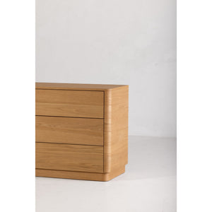 Moe's Home Round Off Dresser - Elegant Walnut Storage Solution With Soft-close Drawers For Bedroom Serenity Brown Walnut And Oak Veneer,Mdf Yr-1003-21