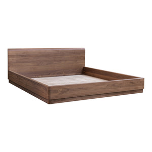 Moe's Home Round Off Bed: Stylish Walnut Frame With Soft Design For Ultimate Bedroom Comfort And Relaxation Brown Walnut Veneer,Plywood,Mdf Yr-1005-03-0