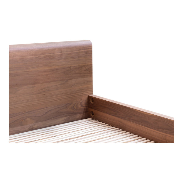 Moe's Home Round Off Bed: Stylish Walnut Frame With Soft Design For Ultimate Bedroom Comfort And Relaxation Brown Walnut Veneer,Plywood,Mdf Yr-1005-03-0