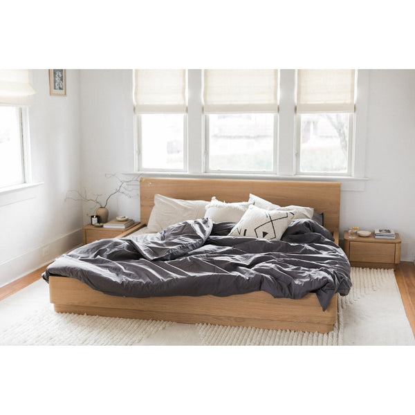 Moe's Home Round Off Bed: Stylish Walnut Frame With Soft Design For Ultimate Bedroom Comfort And Relaxation Brown Walnut And Oak Veneer,Mdf Yr-1005-21-0