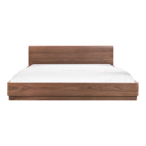 Moe's Home Round Off Bed: Stylish Walnut Frame With Soft Design For Ultimate Bedroom Comfort And Relaxation Brown Walnut Veneer,Plywood,Mdf Yr-1006-03-0