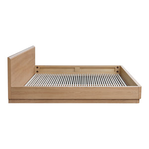 Moe's Home Round Off Bed: Stylish Walnut Frame With Soft Design For Ultimate Bedroom Comfort And Relaxation Brown Walnut And Oak Veneer,Mdf Yr-1006-21-0