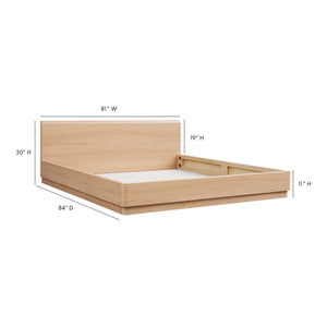 Moe's Home Round Off Bed: Stylish Walnut Frame With Soft Design For Ultimate Bedroom Comfort And Relaxation Brown Walnut And Oak Veneer,Mdf Yr-1006-21-0