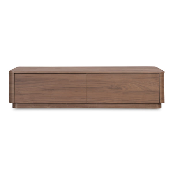 Moe's Home Round Off Coffee Table - Captivating Wood Grain Design With Generous Storage And Minimalist Elegance Brown Walnut Veneer Over Mdf,Rubber Wood Base Yr-1007-03