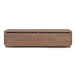 Moe's Home Round Off Coffee Table - Captivating Wood Grain Design With Generous Storage And Minimalist Elegance Brown Walnut Veneer Over Mdf,Rubber Wood Base Yr-1007-03