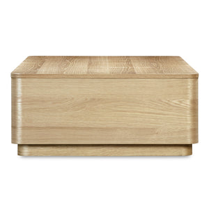 Moe's Home Round Off Coffee Table - Captivating Wood Grain Design With Generous Storage And Minimalist Elegance Natural Oak Veener Over Mdf,Rubber Wood Base Yr-1007-24