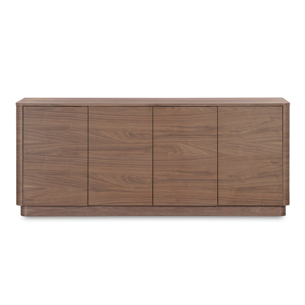 Moe's Home Round Off Sideboard - Elegant Storage Solution With Minimalist Design And Natural Wood Grain Charm Brown Walnut Veneer Over Mdf,Rubber Wood Base Yr-1008-03