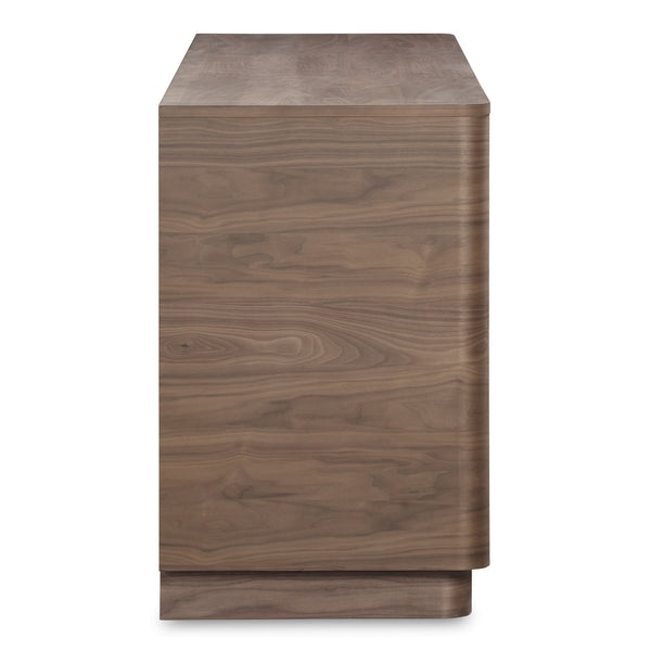 Moe's Home Round Off Sideboard - Elegant Storage Solution With Minimalist Design And Natural Wood Grain Charm Brown Walnut Veneer Over Mdf,Rubber Wood Base Yr-1008-03