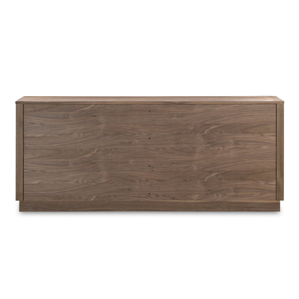 Moe's Home Round Off Sideboard - Elegant Storage Solution With Minimalist Design And Natural Wood Grain Charm Brown Walnut Veneer Over Mdf,Rubber Wood Base Yr-1008-03